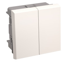 IEK PRIMER Выключатель проходной (переключатель) двухклавишный на 2 модуля. ВК4-22-00-П