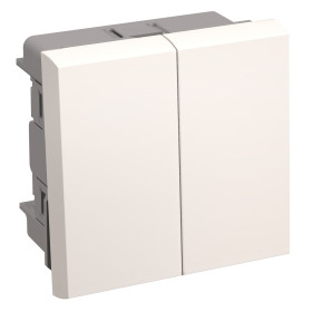 IEK PRIMER Выключатель проходной (переключатель) двухклавишный на 2 модуля. ВК4-22-00-П