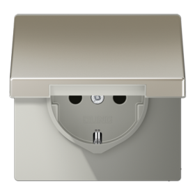 JUNG LS 990 Edelstahl Розетка штепсельная с откидной крышкой и защитой от детей 16А 250V