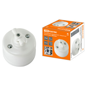 TDM Выключатель фарфоровый поворотный с ручкой (бантик) 10А белый «Болонь»