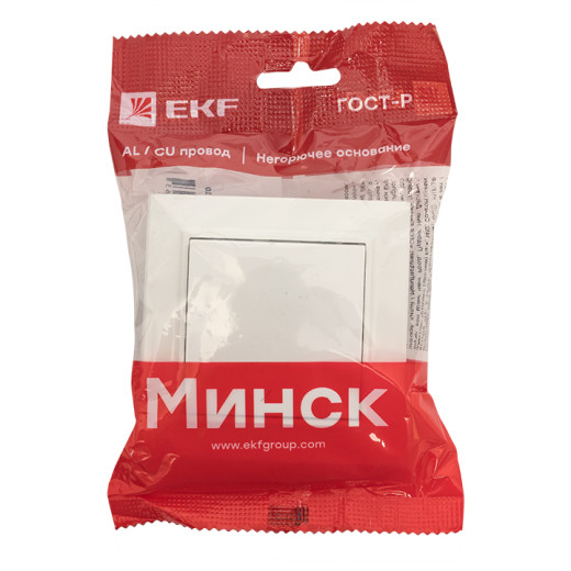 Минск Кнопка нажимная СП, 10А, белый EKF