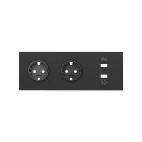 Simon 100 Черный матовый Кит 3 поста, фронт. Накладка на 2 розетки Schuko + 1 з/у 2xUSB цвета