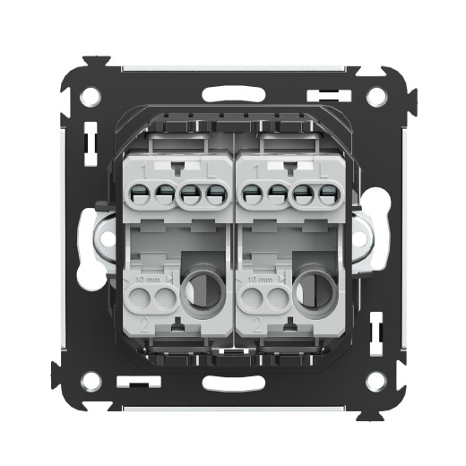 Выключатель двухклавишный в стену, Avanti, черный квадрат