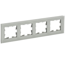 IEK BRITE DECOR Дымчатый глянец стекло Рамка 4-м РУ-4-2-БрД