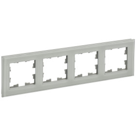 IEK BRITE DECOR Дымчатый глянец стекло Рамка 4-м РУ-4-2-БрД