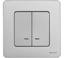 Legrand/Daccord INSPIRIA Алюминий Выключатель двухклавишный с подсветкой/индикацией 10 AX - 250 В.
