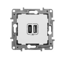 Legrand Etika, белый, зарядное устройство с USB разъемами A-C.