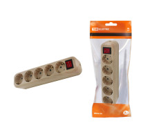 TDM Колодка розеточная 5 гнезд 2П+3 с выключателем16А 250В 