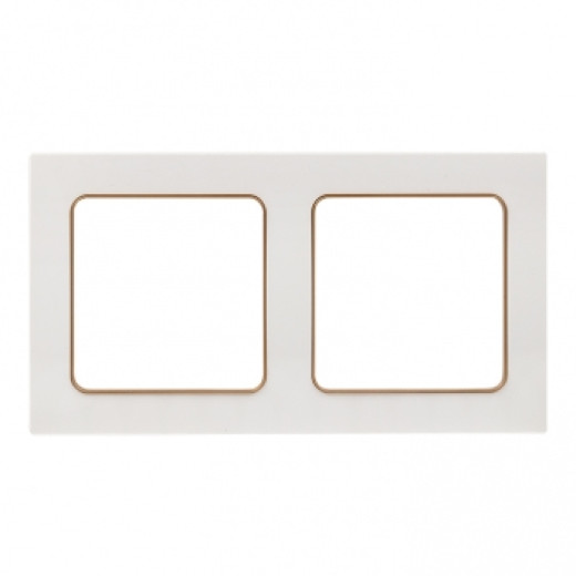 Стокгольм Рамка 2-местная белая с линией цвета шампань EKF PROxima