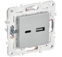 IEK SKANDY Серебряный Розетка USB A+C 3,1А SK-R14S