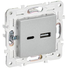 IEK SKANDY Серебряный Розетка USB A+C 3,1А SK-R14S