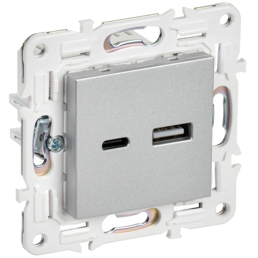 SKANDY Роз. USB A+C 3,1А SK-R14S сереб. IEK