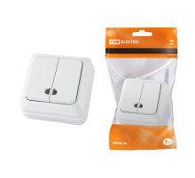 TDM Выключатель 2-кл. открытой установки с подсветкой IP20 10А, белый 