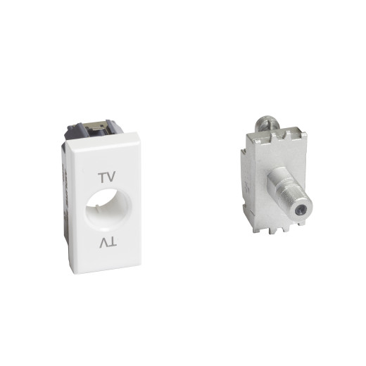 Axolute. Розетка SAT с разьемом типа F. Резьбовое соединение. 1 модуль. Поставляется в комплекте с лицевыми панелями цветов 