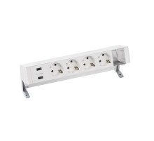 Simon 400 Настольный x6 розеточный блок, 4x2P+E, 2xUSB з/у, 1 пустой модуль, белый,