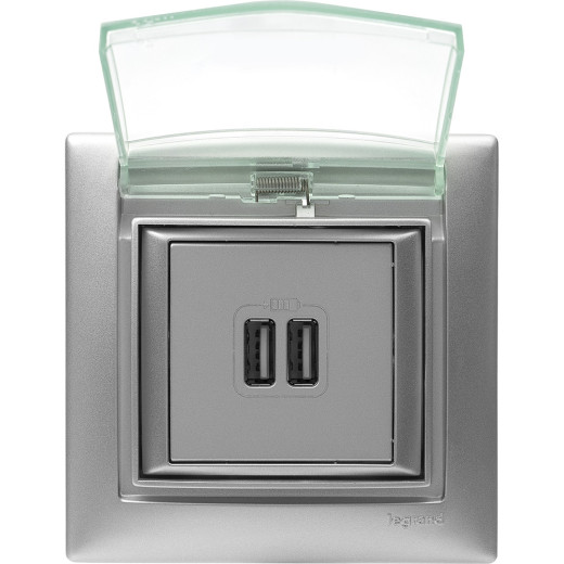 Зарядное устройство USB тип А / тип А - Legrand Valena - 3000мА 15Вт - алюминий