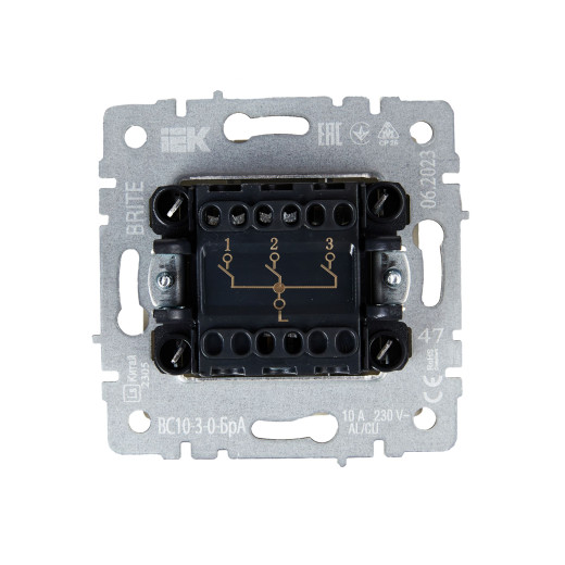BRITE Выключ. 3-кл. 10А ВС10-3-0-БрА алюм. IEK
