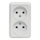 Рим Розетка 2-местная 10А без заземления белая EKF