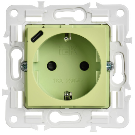 SKANDY Роз. с з/к/ш 16А с USB C 18Вт SK-R17M мятн. IEK