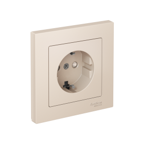 Systeme Electric AtlasDesign Бежевый Розетка с заземлением со шторками, 16А, в сборе, быстрозажим. клем.