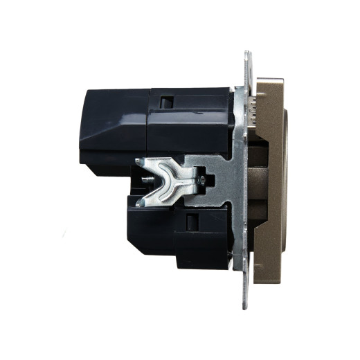 BRITE Роз. с з/к/ш 16А с USB A+A 3,1А РЮш10-2-БрШ шамп. IEK