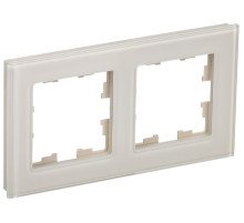 IEK BRITE DECOR Ванильный глянец стекло Рамка 2-м РУ-2-2-БрВа