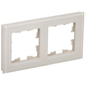 IEK BRITE DECOR Ванильный глянец стекло Рамка 2-м РУ-2-2-БрВа