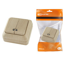 TDM Ладога Выключатель 2-кл. открытой установки с подсветкой IP20 10А, сосна