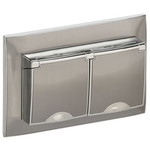 SKANDY Роз. 2-я с кр. 16А в сб IP44 SK-R12N никель IEK