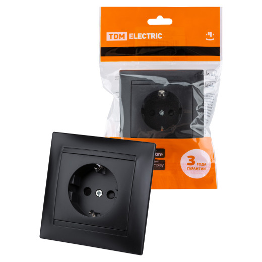 Розетка 2П 10А 250В с защ. шт. графит 