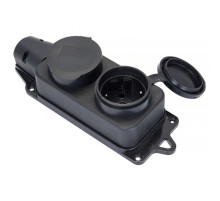 EKF Basic Роз. (колодка) двухмест. с защит. крышками каучуковая 230В 2P+PE 16A IP44.