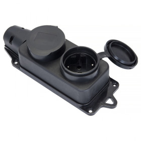 EKF Basic Роз. (колодка) двухмест. с защит. крышками каучуковая 230В 2P+PE 16A IP44.