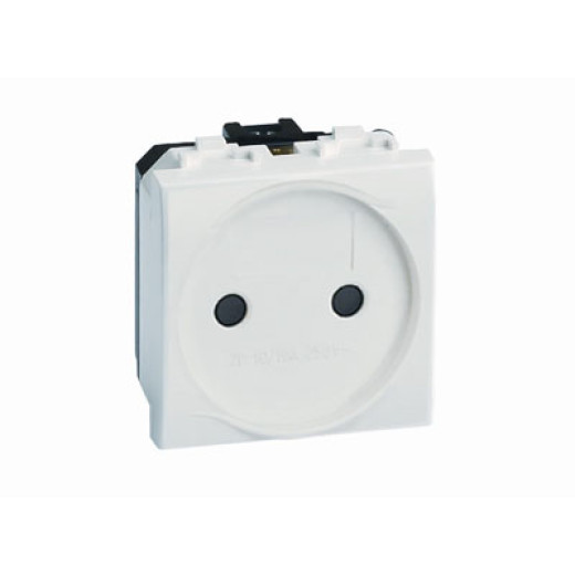 Электрическая розетка, без заземления, со шторками, белая, 2мод.