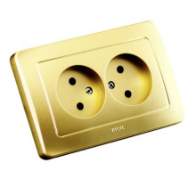 Hegel Мастер внутр Золото РС16-342-07 Розетка двойная, со шторками
