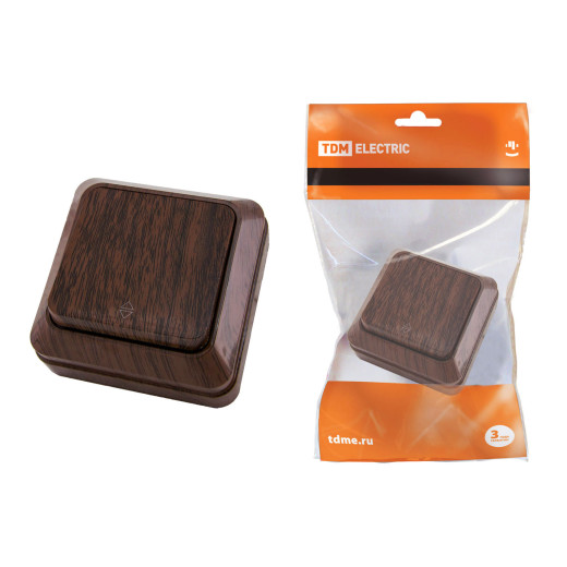 Переключатель на 2 направления 1-кл. открытой установки IP20 10А, бук 