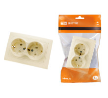 TDM Розетка двойная 2П+З с защ. шт. 16А 250В сл. кость 