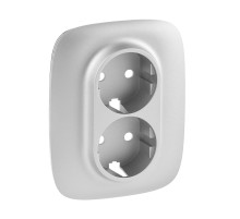 Legrand Valena ALLURE Алюм Накладка розетки с/з 2-ной.