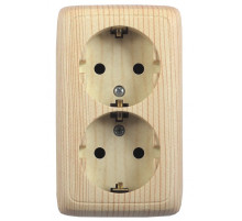 Hegel Альфа наруж Сосна РА16-153-02 Розетка с/з двойная, с изол. пластиной