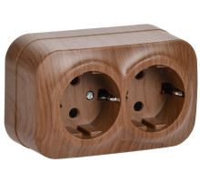 IEK GLORY РС22-3-ХД Розет. 2-ая с з/к о/у 16А GLORY дуб
