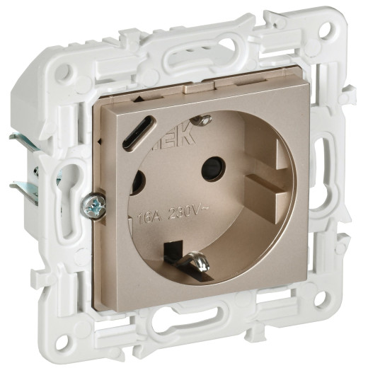 SKANDY Роз. с з/к/ш 16А с USB C 18Вт SK-R17Sh шамп. IEK