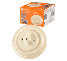 TDM Выключатель скрытой установки фарфоровый поворотный 2-кл. с ручкой (бантик) 10А сл. кость «Болонь» T