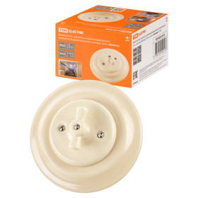 TDM Выключатель скрытой установки фарфоровый поворотный 2-кл. с ручкой (бантик) 10А сл. кость «Болонь» T