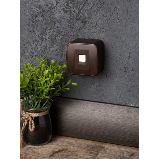 Розетка Phone 1-местная ОП Минск тёмное дерево EKF