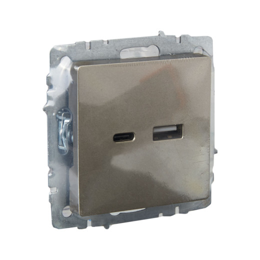 BRITE Роз. USB A+C 18Вт РЮ11-1-БрШ шамп. IEK