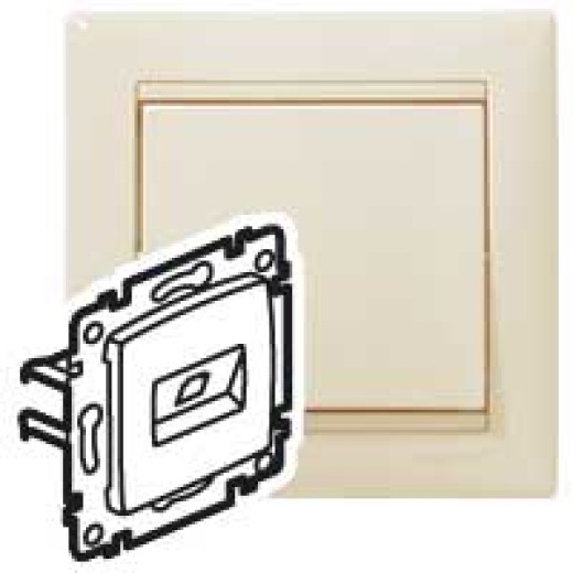 Розетка компьютерная двойная RJ45 категория 6 UTP - Legrand Valena - с захватами - слоновая кость