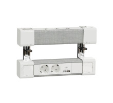 Schneider Electric Unica System+ Блок двойной на струбцинах 2х(2хРоз.+2хUSB A/C) БЕЛЫЙ/СЕРАЯ ТКАНЬ