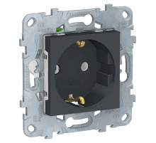 Schneider Electric Unica New Антрацит Розетка с/з без шторок, с быстрозажимными клеммами