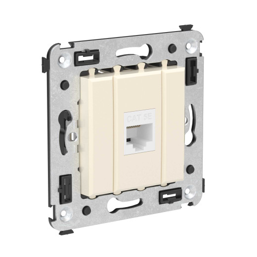 Компьютерная розетка RJ-45 без шторки в стену, кат.5е одинарная, Avanti, ванильная дымка