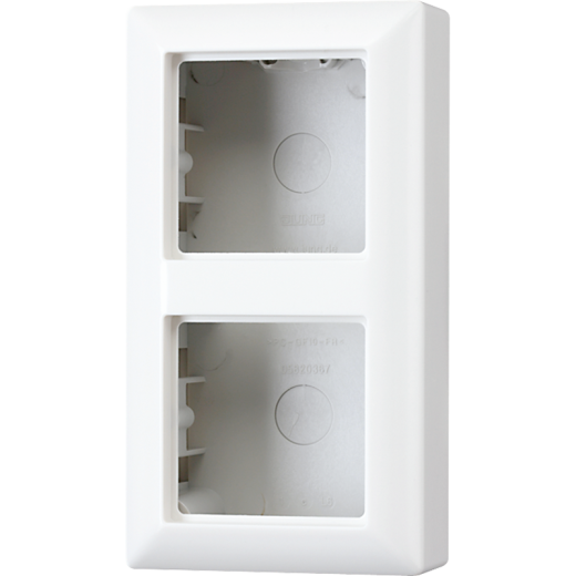 Рамка для вертикальной и горизонтальной установки, 2 поста, накладной монтаж, дюропласт, белый, AS500