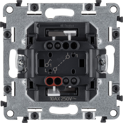 Valena LIFE.Выключатель 10АХ 250В с лицевой панелью.Безвинтовые зажимы.Белый